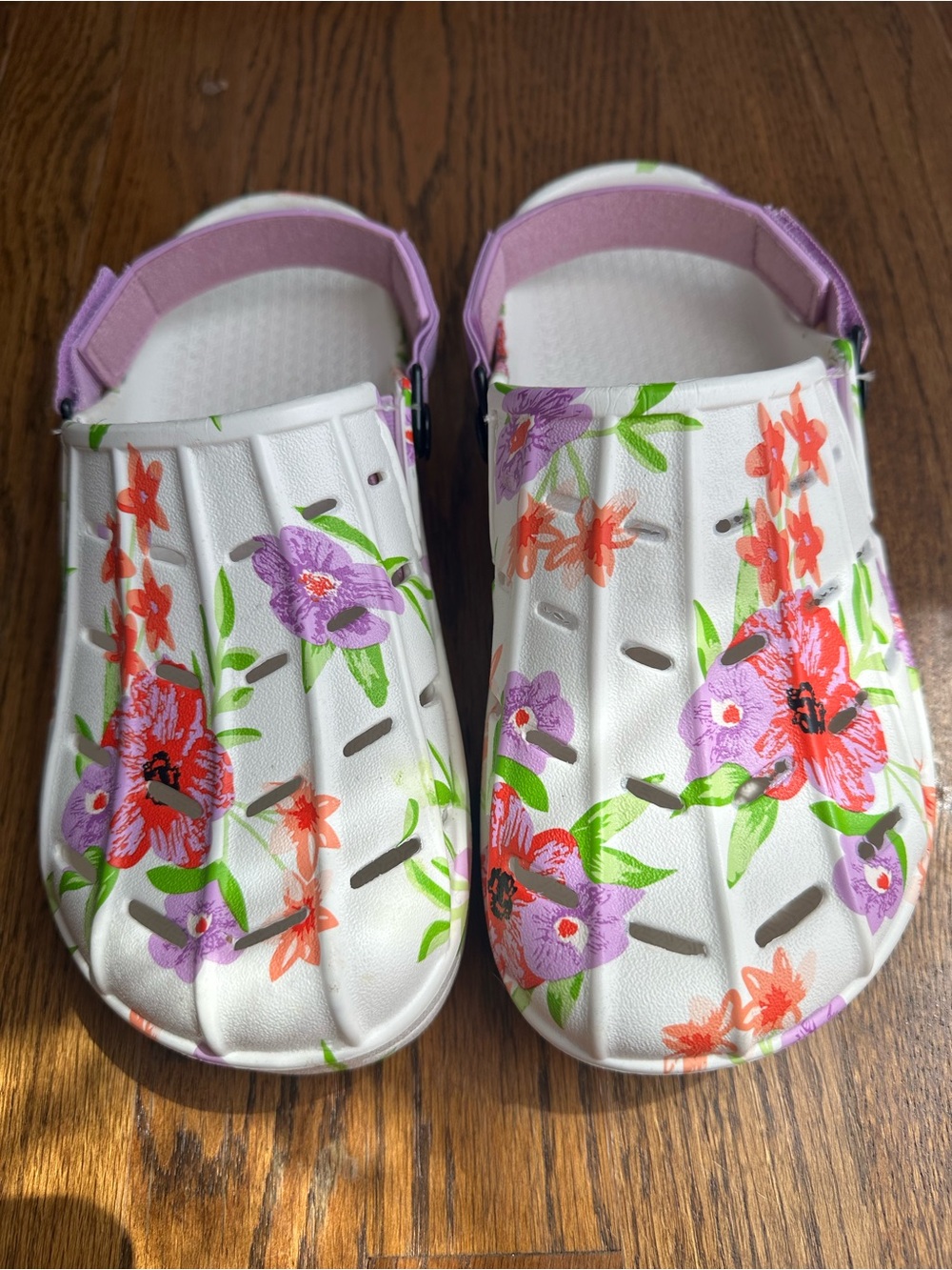 Floral Garden Clog - White with Purple & Pink Flowers
